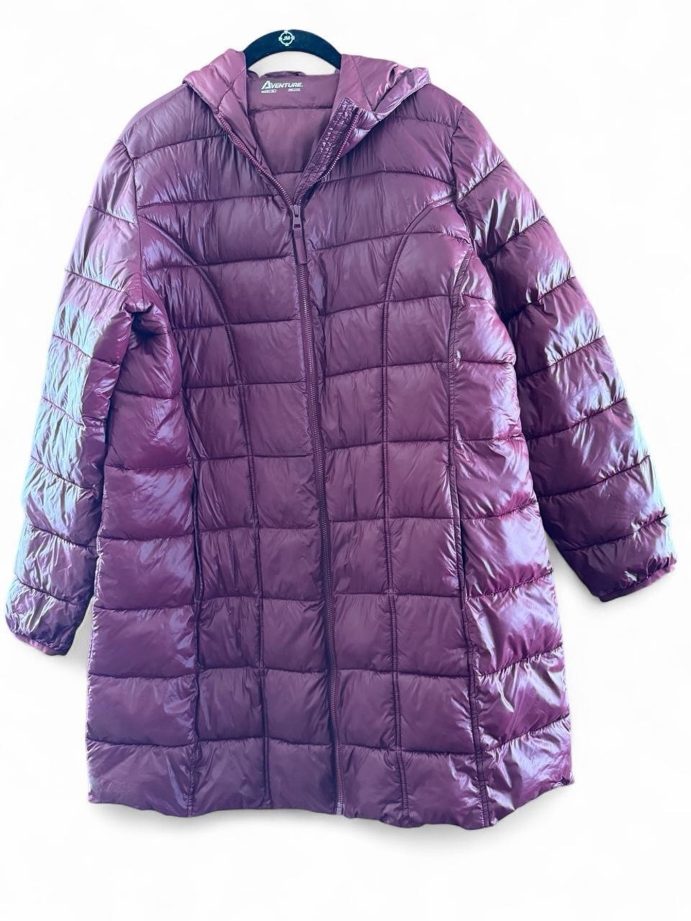 Women's Burgundy Quilted Hooded Puffer Coat